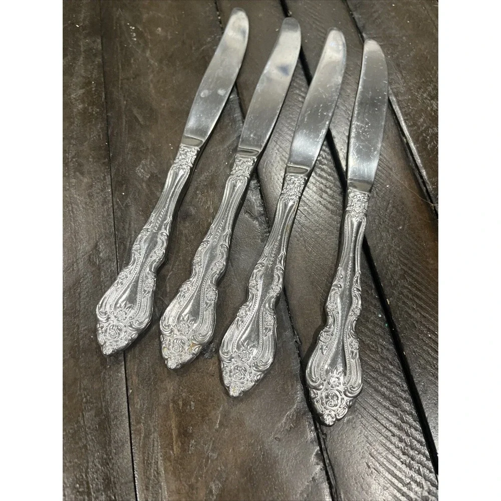 Reed & Barton BAROQUE Stainless‎ Select Modern Solid Dinner Knives Knife 4 Piece